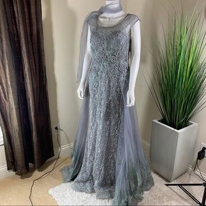 May Queen - Grey dress Beaded Lace Illusion
